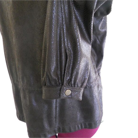 Ruby Rd 16W Brown Faux Snake Print Anorak Cinch Waist Toggles - Picture 5 of 8